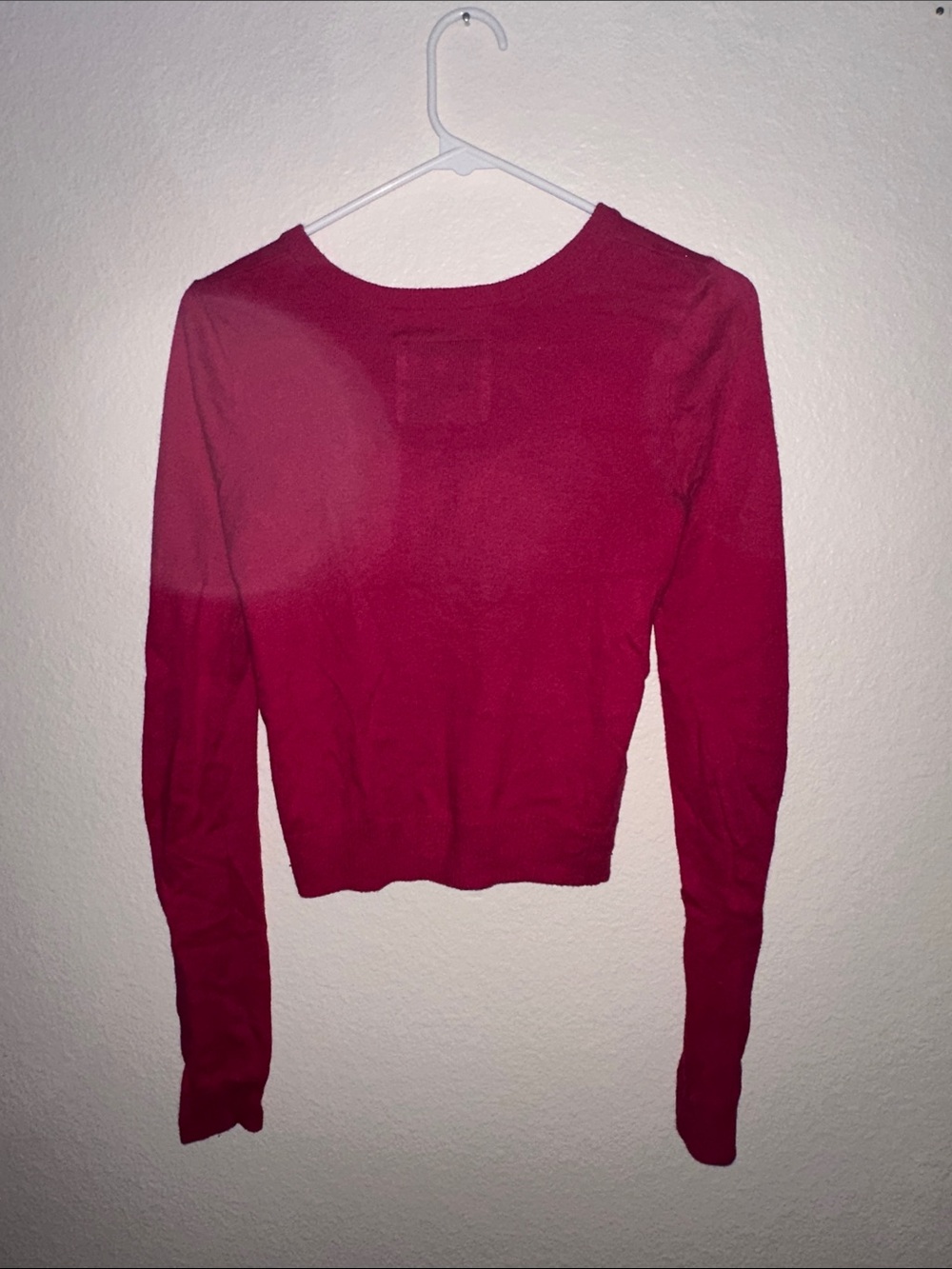 Abercrombie & Fitch Raspberry Button-Front Cardigan - Picture 3 of 4
